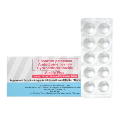 Amlife Plus (Losartan Potassium + Amlodipine Besilate + Hydrochlorothiazide 100mg/10mg/12.5mg)